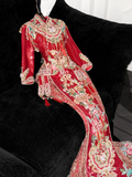 Gorgeous Sparkling Beaded Sequin Mermaid Design Exquisite Embroidery Wedding Outfit Evening Dress Prom Dresses HZ0319