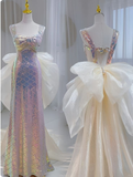 Shiny Pink Sequins Mermaid Long Formal Party Dress Evening Gown HZ0319