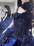 Royal Blue Gothic Straps Quinceanera Dress Birthday Ball Gown, HZ0319