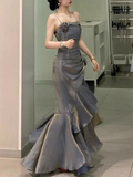 Burgundy Straps Sheath Satin Long Party Dress Birthday Outfit, HZ0319