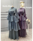 Blue High Neck Long Sleeves A-Line Chiffon Modest Long Formal Party Dress, HZ0319