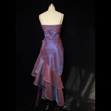 Vintage Spaghetti Straps Ruffles Sheath Long Prom Dress HZ0319