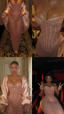 Shiny Pink Sweetheart Sequins Mermaid Long Evening Party Dress HZ0319
