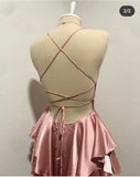 Lovely Pink Straps A-Line Satin Short Party Dress Homecoming Dress HZ0319