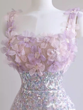 Elegant Floral Sequins A-Line Long Formal Party Dress Birthday Outfits HZ0319