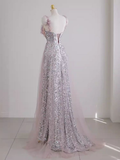 Elegant Floral Sequins A-Line Long Formal Party Dress Birthday Outfits HZ0319