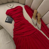 Charming Red Strapless Sheath Long Eveing Party Dress HZ0319