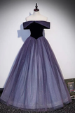 Shiny Off Shoulder Tulle A-Line Formal Evening Dress HZ0319