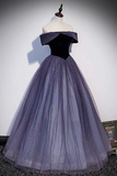 Shiny Off Shoulder Tulle A-Line Formal Evening Dress HZ0319