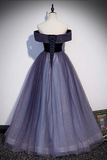 Shiny Off Shoulder Tulle A-Line Formal Evening Dress HZ0319