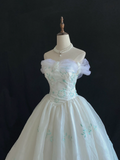 Fairy Strapless A-Line Tulle Embroidery Birthday Ball Gowns Quinceanera Dresses, HZ0319
