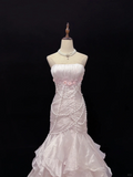 Light Pink Strapless Mermaid Chiffon Vintage Party Dresses Birthday Outfits, HZ0319