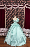 Tiffany Blue One Shoulder A-Line Satin Evening Gowns Birthday Ball Gowns, HZ0319