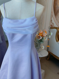 Lilac Spaghetti Straps A-Line Long Party Dress Vintage Evening Gown HZ0319