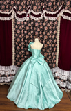 Tiffany Blue One Shoulder A-Line Satin Evening Gowns Birthday Ball Gowns, HZ0319