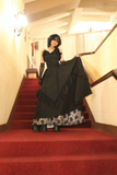 Black Sweetheart A-Line Satin Long Evening Gowns Gothic Party Dresses, HZ0319