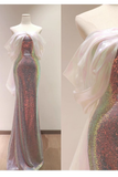 Shiny Off Shoulder Sequins Mermaid Long Formal Party Dress HZ0319