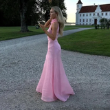 Elegant Pink Halter A-Line Sleeveless Long Party Dress Birthday Outfits HZ0319