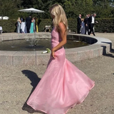 Elegant Pink Halter A-Line Sleeveless Long Party Dress Birthday Outfits HZ0319