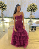 Purple Sweetheart A-Line Tulle Layers Long Formal Party Dress HZ0319
