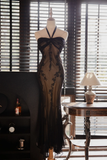 Vintage Halter Neck Mermaid Beading Long Party Dress Evening Gown, HZ0319