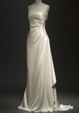 Elegant Ivory Strapless Sheath Satin Long Formal Party Dress HZ0319