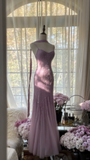Lilac Spaghetti Straps Mermaid Beading Long Evening Dress Vintage Party Dress, HZ0319