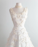 Vintage White 3D Grapes Applique Design A-Line Short Homecoming Dress Party Dress HZ0319