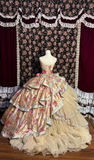 Retro Strapless A-Line Lace Tiered Vintage Evening Gowns Birthday Ball Gowns, HZ0319