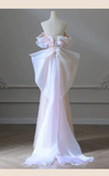 Light Pink Off Shoulder A-Line Sequins Pearls Long Formal Party Dress HZ0319
