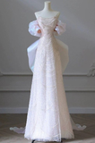 Light Pink Off Shoulder A-Line Sequins Pearls Long Formal Party Dress HZ0319