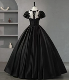 BlackA-Line Appliques Formal Party Dress Ball Gown with Beading HZ0319