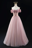 Lovely A-Line Off the Shoulder Tulle Prom Dress Evening Party Dress HZ0319