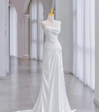 Elegant White Straps Lace A-Line Wedding Dress Birthday Dress HZ0319