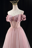 Lovely A-Line Off the Shoulder Tulle Prom Dress Evening Party Dress HZ0319