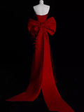 Charming Red Sweetheart Satin Sheath Long Formal Party Dress HZ0319