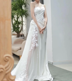 Elegant White Straps Lace A-Line Wedding Dress Birthday Dress HZ0319
