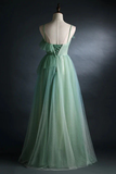 Light Green Straps Long A-Line Prom Dress Evening Dress Party Dresses HZ0319