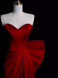 Charming Red Sweetheart Satin Sheath Long Formal Party Dress HZ0319