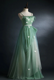 Light Green Straps Long A-Line Prom Dress Evening Dress Party Dresses HZ0319