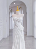 Elegant White Straps Lace A-Line Wedding Dress Birthday Dress HZ0319