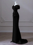 Black Off Shoulder Straps Mermaid Long Prom Dress Evening Gown HZ0319