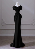 Black Off Shoulder Straps Mermaid Long Prom Dress Evening Gown HZ0319