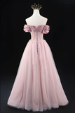 Lovely A-Line Off the Shoulder Tulle Prom Dress Evening Party Dress HZ0319