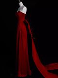 Charming Red Sweetheart Satin Sheath Long Formal Party Dress HZ0319