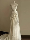 Elegant White Straps Lace A-Line Wedding Dress Birthday Dress HZ0319