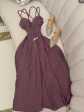 Elegant V Neck Straps A-Line Long Formal Evening Party Dress HZ0319