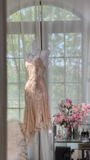 Vintage Champagne Sparkling Beaded Spaghetti Strap Romantic Chiffon Evening Dress Prom Dresses, HZ0319
