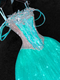 Gorgeous Sparkling Blue-green Sequin A-Line Design Evening Dress Prom Dresses HZ0319