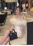 Elegant White Off-the-shoulder Beading Design A-line Party Dress Homecoming Dress, HZ0319
